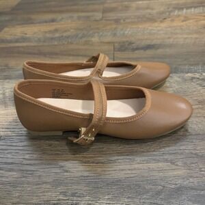 Fever Sole Mary Jane Flats Womens US 6.5 Tan Buckle Ballet Shoes Minimalist